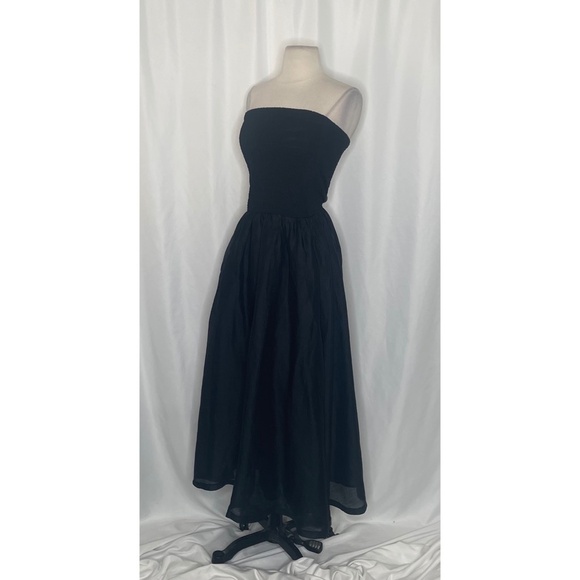 NWT!! J. CREW Strapless Mixy Dress Solid Black Midi Textured Preppy Medium - Picture 6 of 16